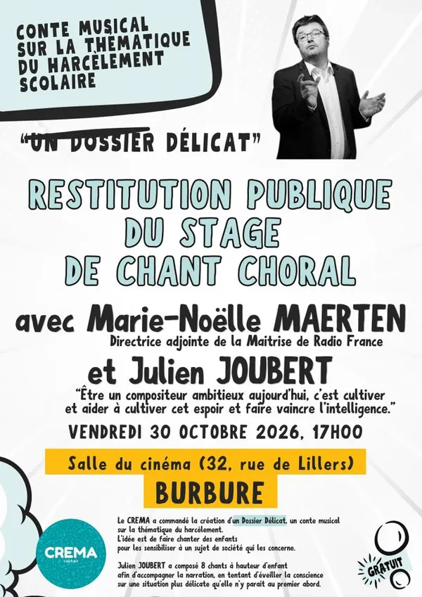 Restitution publique du stage de chant choral avec Marie-Noëlle MAERTEN & Julien JOUBERT, à Burbure