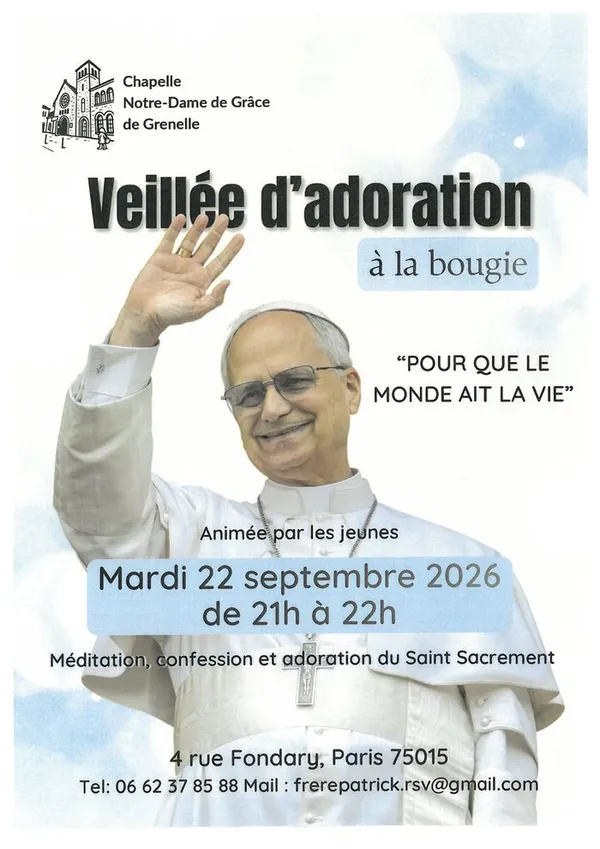Veillée d'Adoration à la Bougie à ND de Grâce de Grenelle 75015 le 22/09/2026