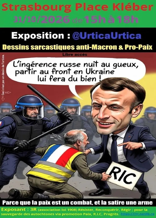Expo : "Qui aime Macron n’aimera pas les dessins d’@UrticaUrtica !"