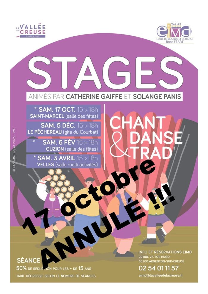Annulation Stage itinérant Chant et Danse Trad' + Bal Trad