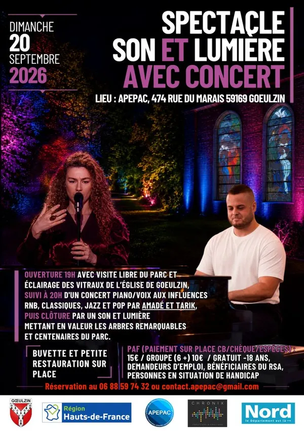 Spectacle Son et Lumière avec Concert au siège de l’APEPAC à Goeulzin