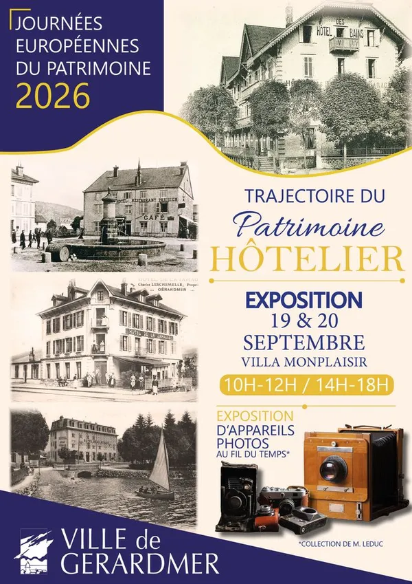 Exposition "Trajectoire du patrimoine hôtelier" et d'appareils photos