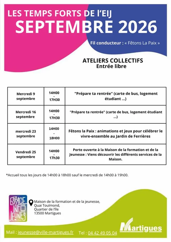 Les temps forts du mois de septembre de l'EIJ Martigues