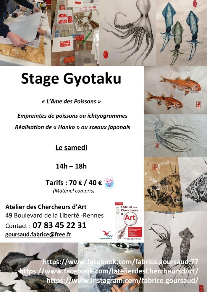 Stage Gyotaku à l'Atelier des Chercheurs d'Art