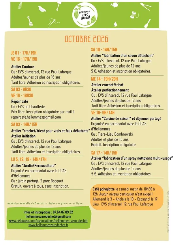 Hellemmes zéro déchet - Programme d'octobre