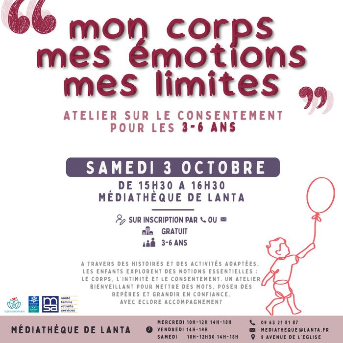 Atelier sur le consentement pour les 3-6 ans, « Mon corps, mes émotions, mes limites »
