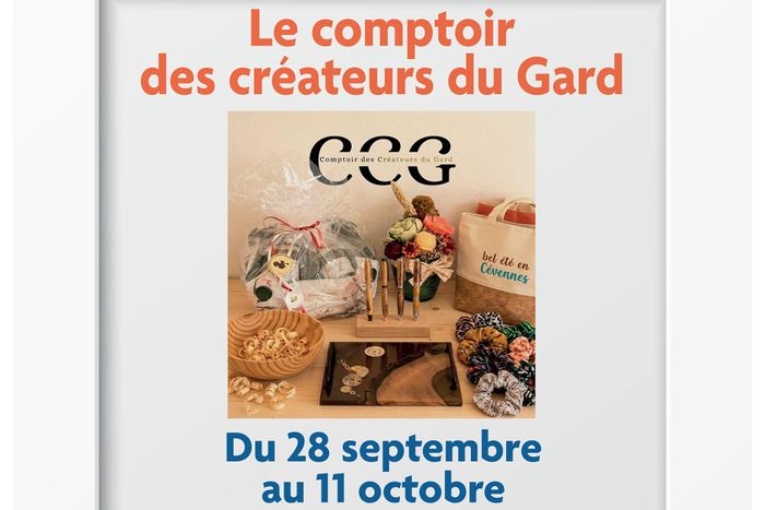 La vitrine accueille Le Comptoir des Créateurs du Gard