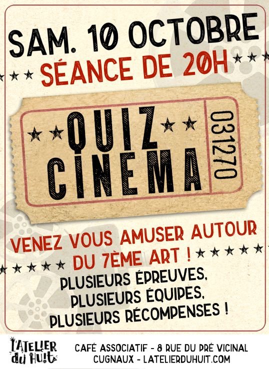 Atelier du Huit – Quiz cinéma au café associatif