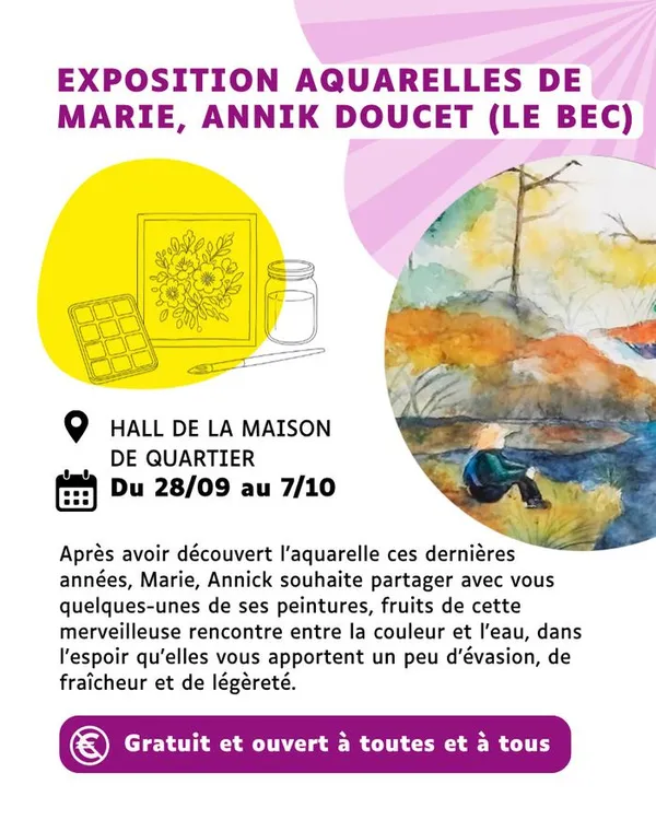 Exposition Aquarelles de Marie, Annik DOUCET (LE BEC)