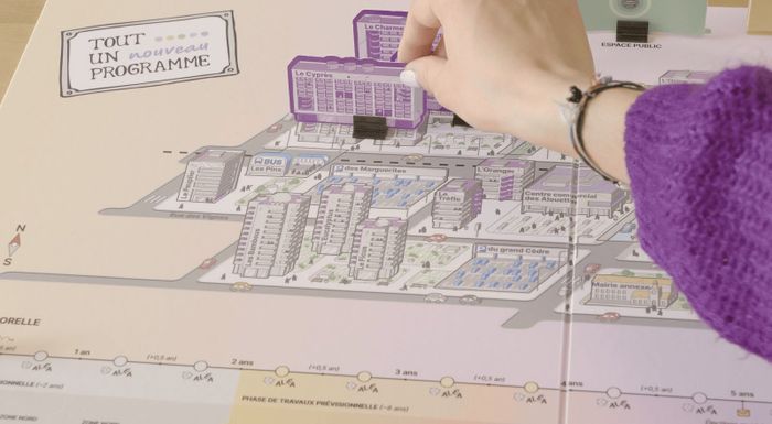 Jeu de société pour découvrir les impératifs rencontrés lors d'un programme de renouvellement urbain : "Un tout nouveau programme"