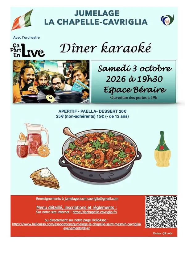 Dîner Karaoké avec l'orchestre Ca Part en Live