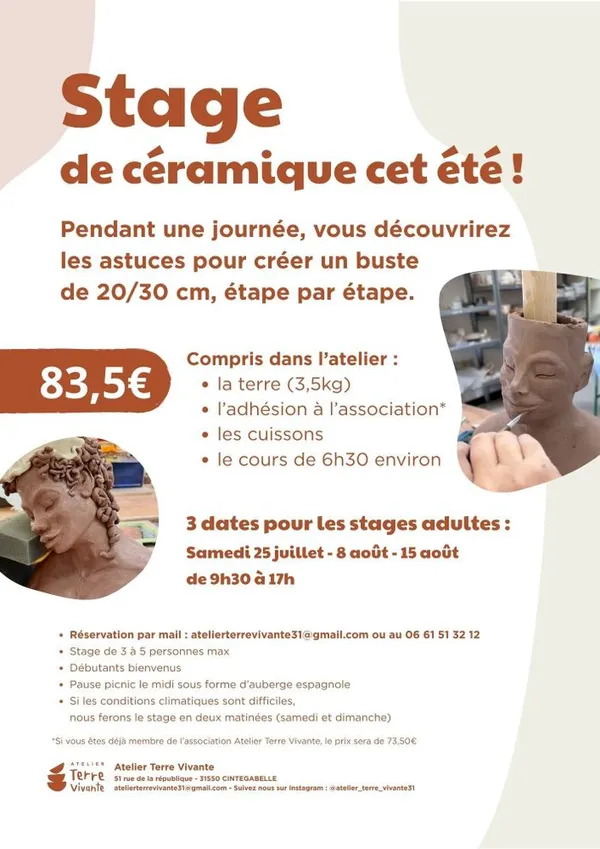 Stage de Céramique cet été à Cintegabelle