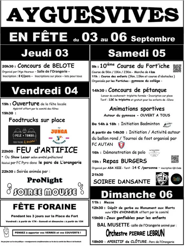Fête locale Ayguesvives du 3 au 6 septembre 2026