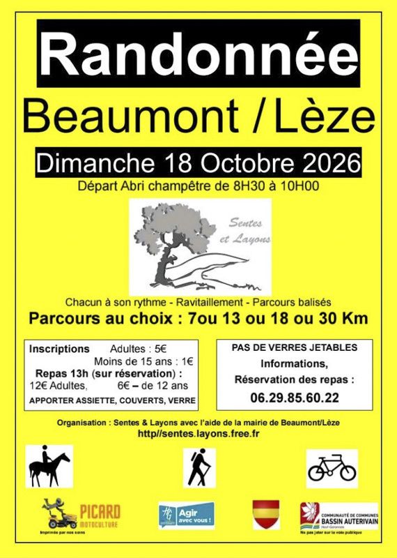 Randonnée annuelle à Beaumont-sur-Lèze organisée par Sentes et Layons