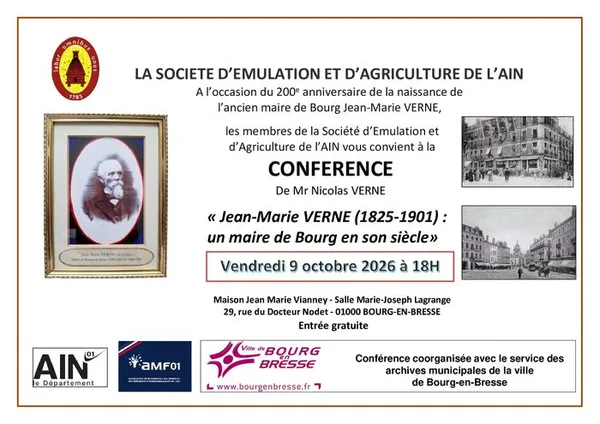 [CONFÉRENCE] Jean-Marie VERNE (1825-1901), un maire de Bourg en son siècle