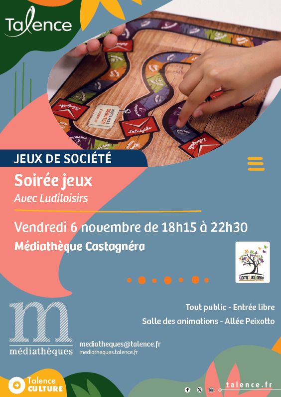 Soirée jeux à la médiathèque Castagnéra avec Ludiloisirs