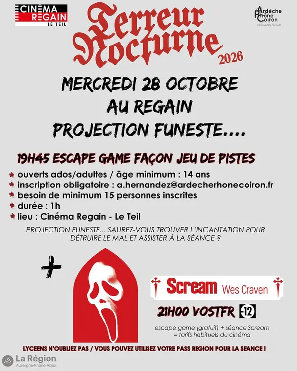 Terreur nocturne : escape game projection funeste + séance cinéma