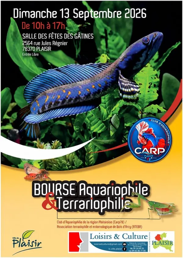 Bourse Aquariophile et terrariophilie de Plaisir - Dimanche 13 Septembre 2026