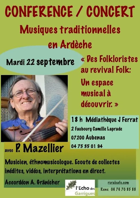 conference concert Musiques traditionnelles en Ardèche