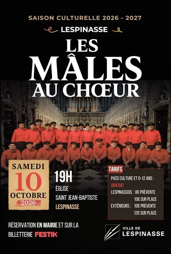 Concert : Les Mâles au Chœur de Tolosa - Samedi 10 octobre