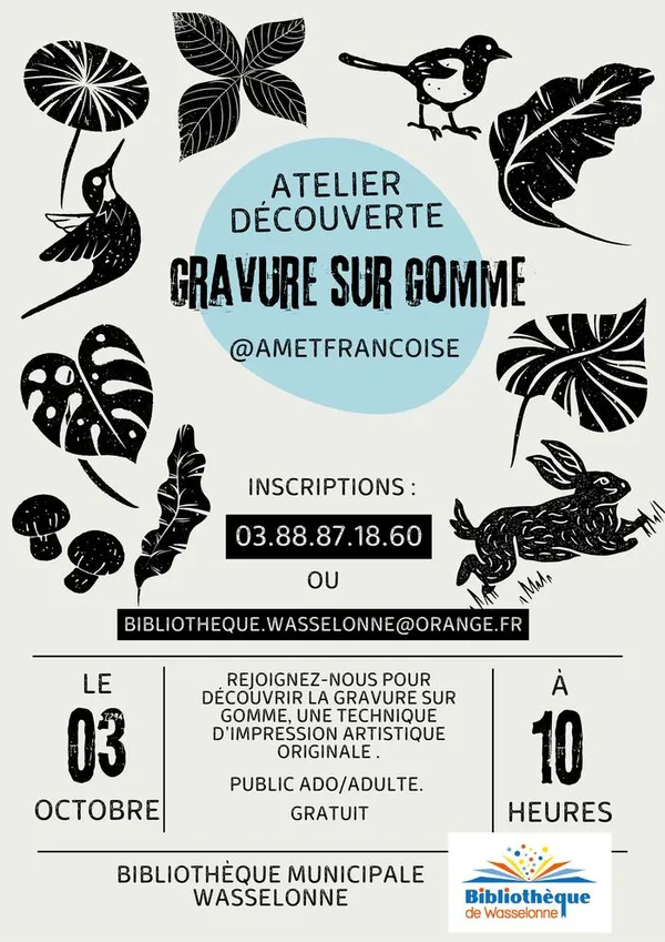 Atelier d'initiation à la gravure sur gomme