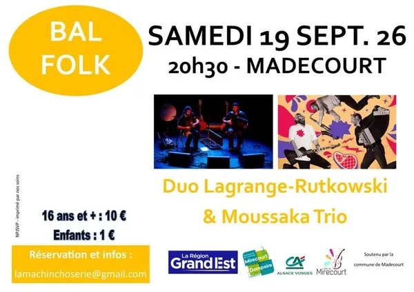 Bal Moussaka Trio et duo Lagrange-Rutkowski