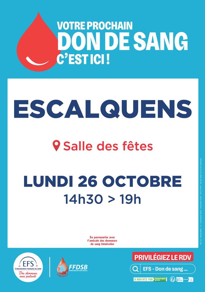 Don du sang - 26 octobre 2026