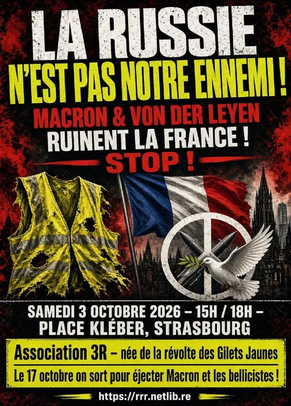 LA RUSSIE N’EST PAS NOTRE ENNEMI !
MACRON & VON DER LEYEN RUINENT LA FRANCE ! STOP !