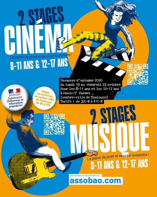 Stages musique et cinéma ados à Toulouse octobre 2026