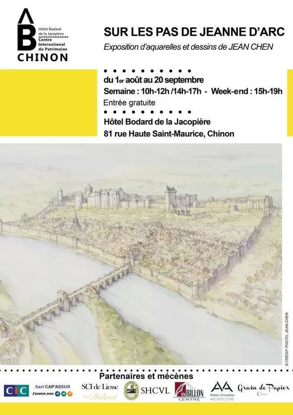 Sur les pas de Jeanne d'Arc, Exposition d'aquarelles et dessins de JEAN CHEN