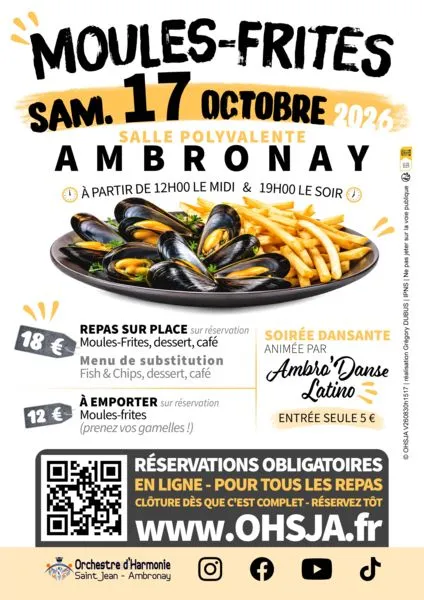 Journée Moules-Frites de l'OHSJA et soirée dansante à Ambronay