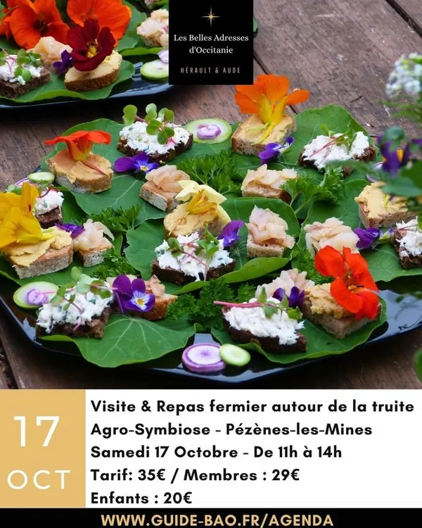 Visite et repas à la ferme autour de la truite / Agro-Symbiose à Pézènes-les-Mines