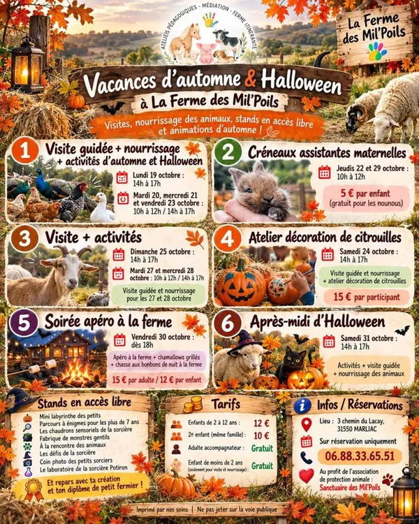 Vacances d'Automne et Halloween à La Ferme des Mil'Poils