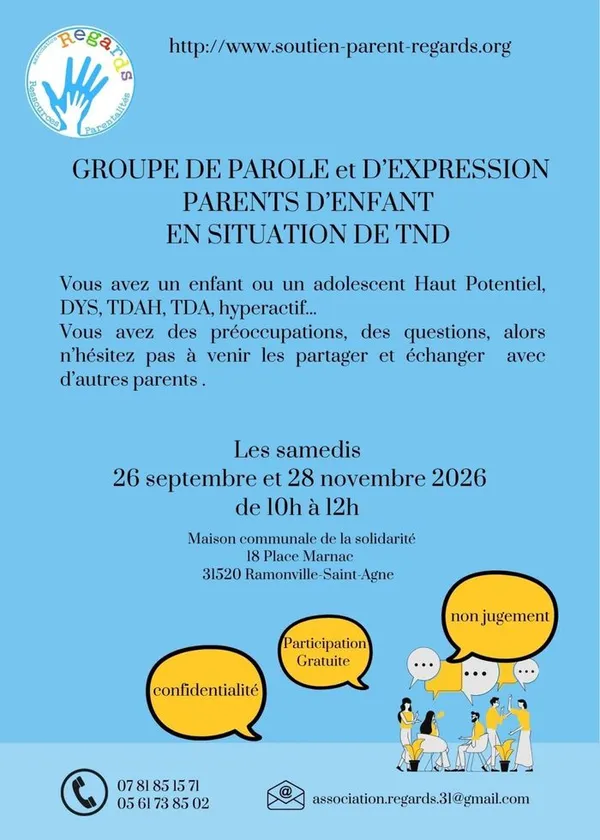 Groupe de parole et d'expression de parents d'enfant en situation de TND