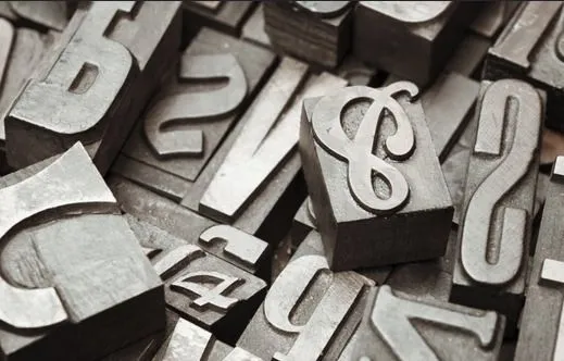Typographie, gravure de mots imprimés