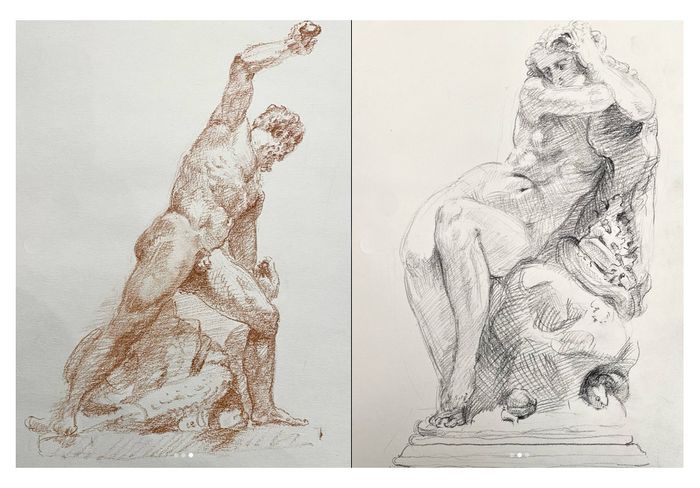 Visite d'un atelier de transmission des savoirs classiques et académiques en dessin et peinture.
