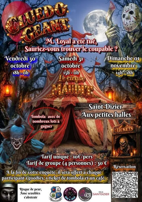 DU 30 OCOBRE AU 1ER NOVEMBRE : CLUEDO GÉANT AUX PETITES HALLES DE SAINT-DIZIER !