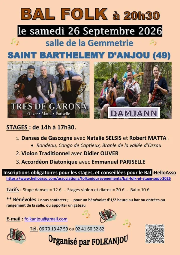 Bal Folk, Stages Danses de Gascogne, Accordéons et Violons