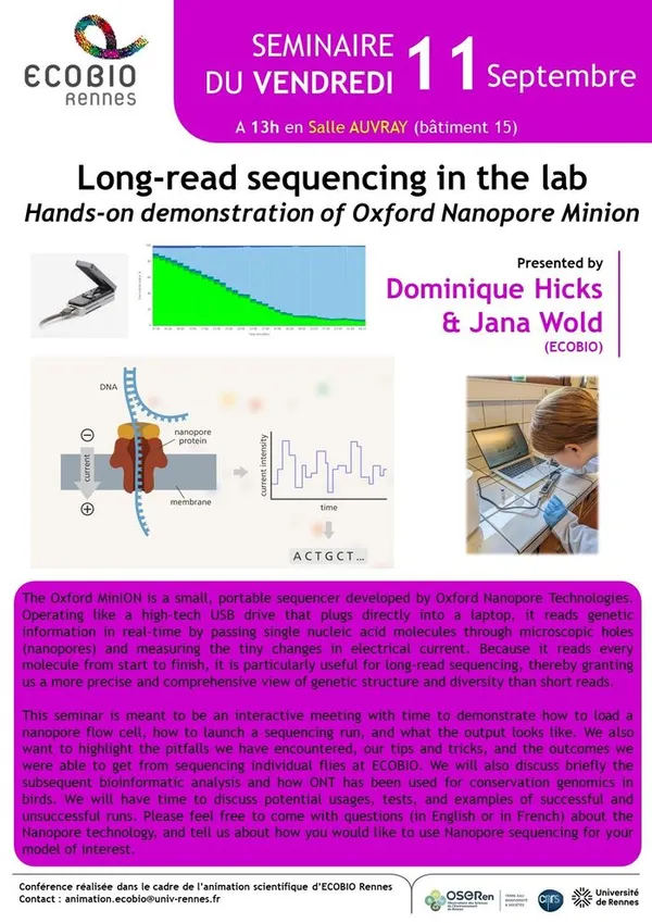Long-read sequencing in the lab: Hands-on demonstration of Oxford Nanopore Minion