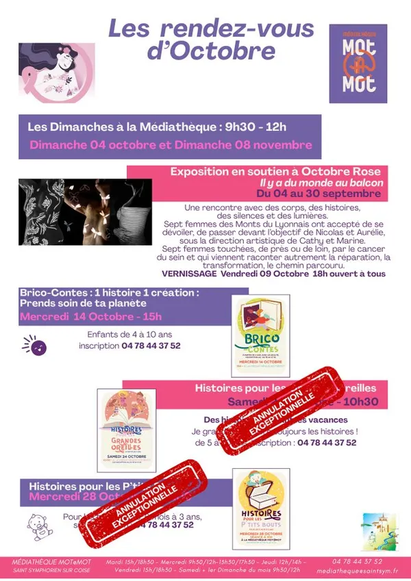 Médiathèque Mot@Mot - Les rendez-vous d'Octobre !