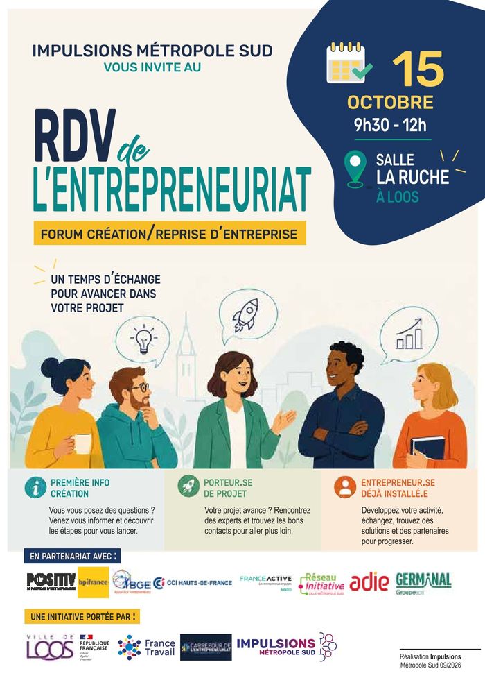 Rendez-vous de l’entrepreneuriat à Loos : concrétisez votre projet d’entreprise | 15 octobre