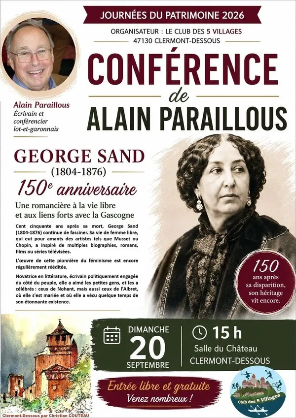 "George Sand, une romancière à la vie libre et aux liens forts avec la Gascogne" : conférence d'Alain Paraillous