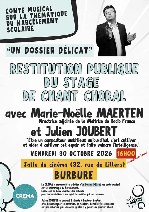 Restitution publique du stage de chant choral avec Marie-Noëlle MAERTEN & Julien JOUBERT, à Burbure