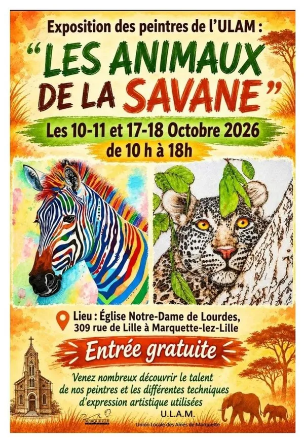 Exposition de peinture : LES ANIMAUX DE LA SAVANE - Marquette-lez-Lille