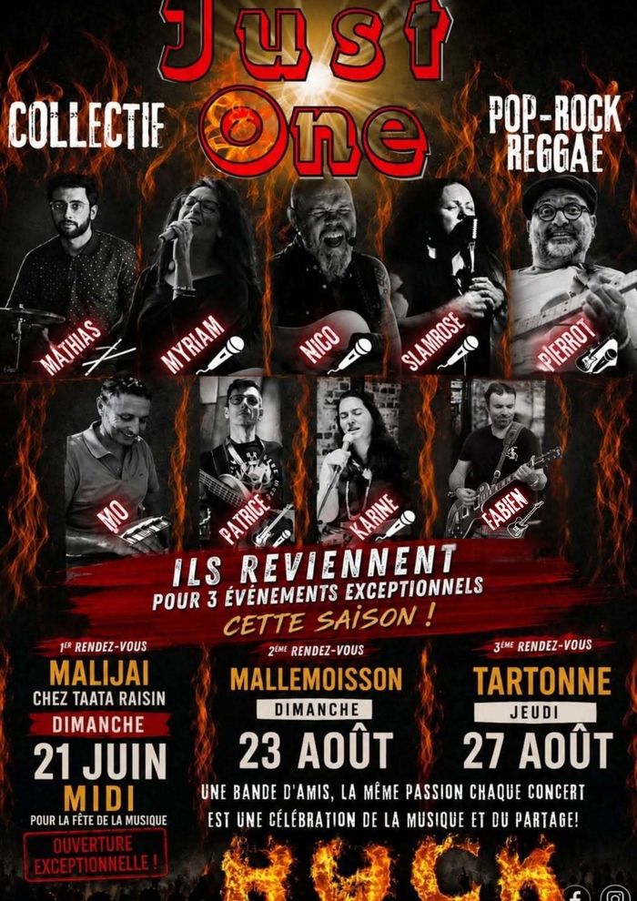 Concert Pop Rock : Just One et grand brasero