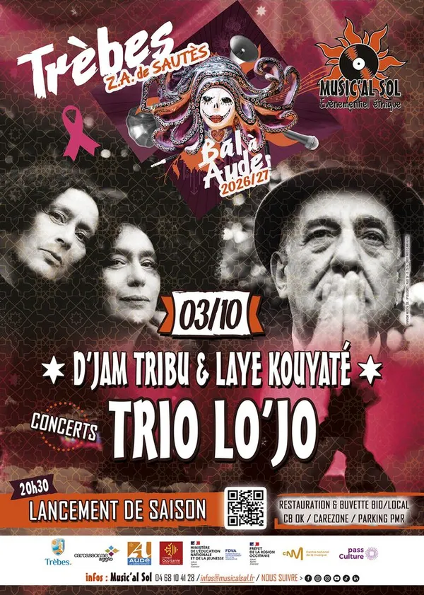 Concerts de TRIO LO’JO + D’jam Tribu & Laye Kouyaté