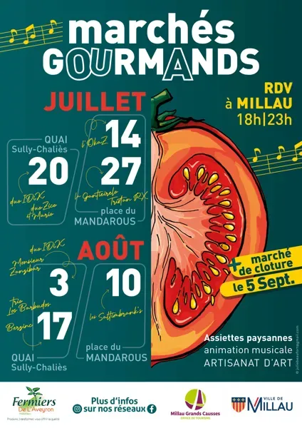 Marchés gourmands / nocturnes des fermiers de l'Aveyron de Millau - été 2026
