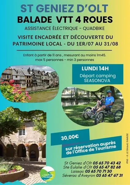 Visite et découverte du patrimoine de St Geniez d'Olt en VTT 4 roues AE (Quadbike)