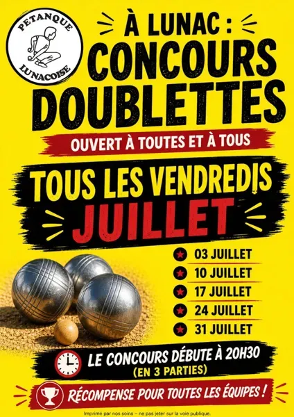 Concours de pétanque à Lunac