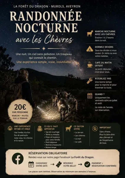 La forêt du Dragon - Randonnée nocturne avec des chèvres de bât